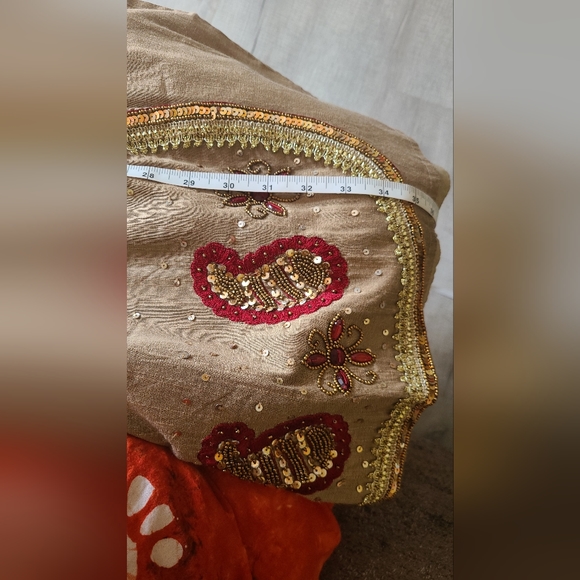 Beige /Maroon party wear 3 pc salwar kameez suit set in size xl - Picture 6 of 11